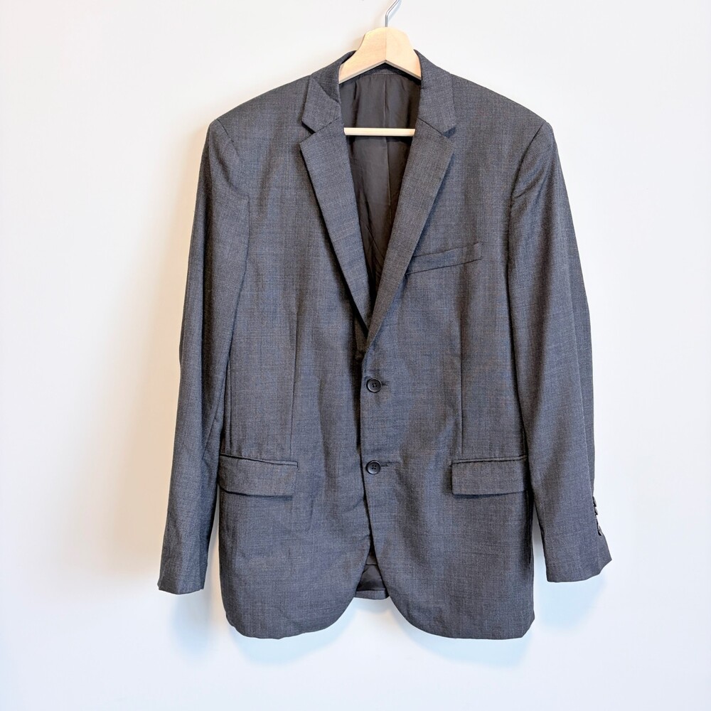 Theory Blazer Wool Sport Coat Jacket Two Button Business Formal Gray Men 42R
